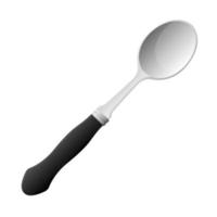 Cartoon kitchenware cultery stainless spoon gray gradient color vector