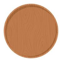 Cartoon nature wooden kitchenware utensil round shallow plate with wood grain texture vector