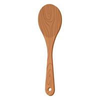 espátula de ensalada de utensilio de cocina de madera de naturaleza de dibujos animados con textura de grano de madera vector