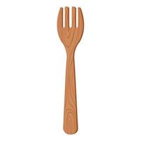 Cartoon nature wooden kitchenware utensil fork with wood grain texture vector