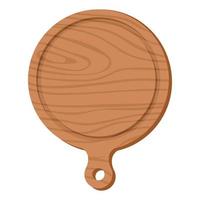 Cartoon nature wooden kitchenware utensil round plate cutting board with wood grain texture vector