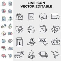 comercio electrónico, conjunto de compras en línea plantilla de símbolo de icono para la ilustración de vector de logotipo de colección de diseño gráfico y web