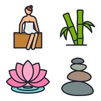 plantilla de símbolo de icono de conjunto de spa y belleza para ilustración de vector de logotipo de colección de diseño gráfico y web