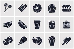 conjunto de elementos de comida rápida plantilla de símbolo de icono para la ilustración de vector de logotipo de colección de diseño gráfico y web