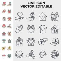 charity set icon symbol template for graphic and web design collection logo vector illustration