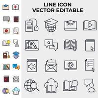 educación en línea. plantilla de símbolo de icono de conjunto de aprendizaje electrónico para ilustración de vector de logotipo de colección de diseño gráfico y web