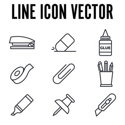 office stationery elements set icon symbol template for graphic and web design collection logo vector illustration