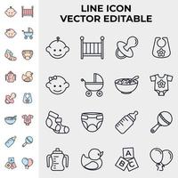 bebés, juguetes para bebés, alimentación y cuidado conjunto icono símbolo plantilla para diseño gráfico y web colección logo vector ilustración