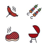 Meat food set icon symbol template for graphic and web design collection logo vector illustration