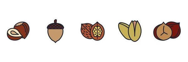 conjunto de elementos de nueces, semillas y frijoles plantilla de símbolo de icono para la ilustración de vector de logotipo de colección de diseño gráfico y web