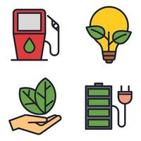 Respetuoso del medio ambiente. plantilla de símbolo de icono de conjunto de ecología para ilustración de vector de logotipo de colección de diseño gráfico y web