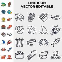 Fish and seafood set icon symbol template for graphic and web design collection logo vector illustration