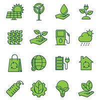 Respetuoso del medio ambiente. plantilla de símbolo de icono de conjunto de ecología para ilustración de vector de logotipo de colección de diseño gráfico y web