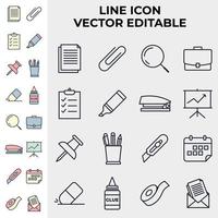 conjunto de elementos de papelería de oficina plantilla de símbolo de icono para ilustración de vector de logotipo de colección de diseño gráfico y web