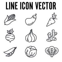 vegetariano, elementos vegetales establecer plantilla de símbolo de icono para la ilustración de vector de logotipo de colección de diseño gráfico y web