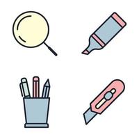 conjunto de elementos de papelería de oficina plantilla de símbolo de icono para ilustración de vector de logotipo de colección de diseño gráfico y web