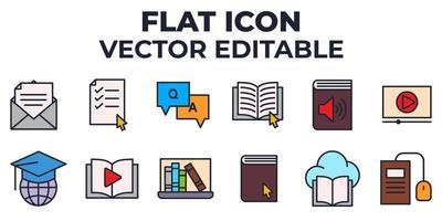 educación en línea. plantilla de símbolo de icono de conjunto de aprendizaje electrónico para ilustración de vector de logotipo de colección de diseño gráfico y web