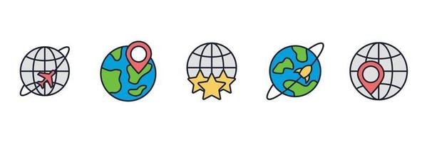 globe set icon symbol template for graphic and web design collection logo vector illustration