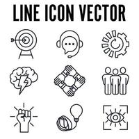 plantilla de símbolo de icono de conjunto de trabajo en equipo de negocios para ilustración de vector de logotipo de colección de diseño gráfico y web