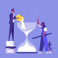 el equipo de negocios necesita más tiempo en los planes de negocios que no cumplen con los objetivos, necesita más concepto de tiempo, ilustración vectorial de gestión del tiempo vector