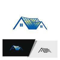 logotipo de la casa del techo del panel solar vector
