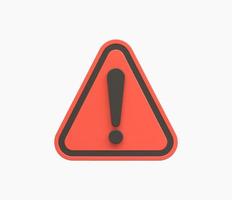 3d Realistic yellow triangle warning sign vector illustration.