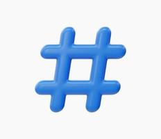 Ilustración de vector de símbolo de hashtag realista 3d.