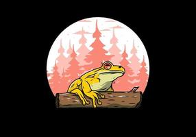 big frog perched on a log illustration vector