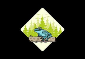 big frog perched on a log illustration vector