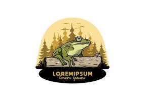 big frog perched on a log illustration vector