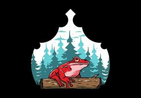 big frog perched on a log illustration vector