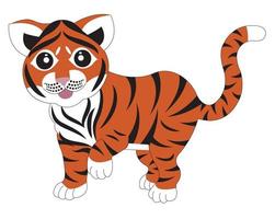 Chinese tiger. Vector stock illustration isolated on white background.