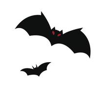 Silhouette of two bats. Halloween. Cartoon style. Vector stock illustration isolated on white background.