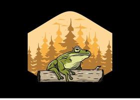 big frog perched on a log illustration vector