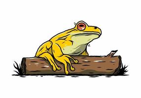 big frog perched on a log illustration vector