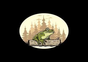 big frog perched on a log illustration vector