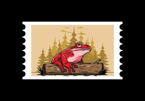 big frog perched on a log illustration vector