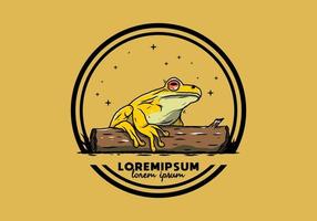 big frog perched on a log illustration vector