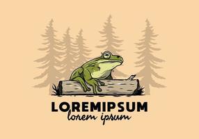 big frog perched on a log illustration vector