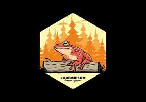 big frog perched on a log illustration vector