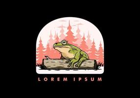 big frog perched on a log illustration vector