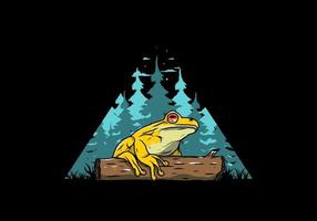 big frog perched on a log illustration vector