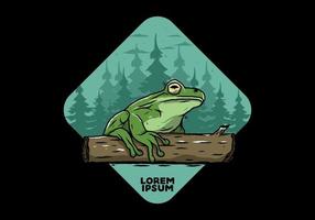 big frog perched on a log illustration vector