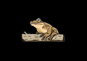 big frog perched on a log illustration vector