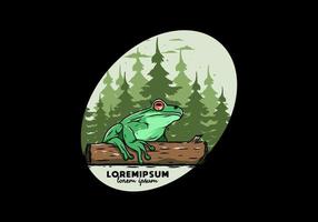 big frog perched on a log illustration vector