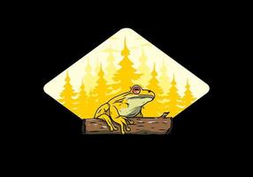 big frog perched on a log illustration vector