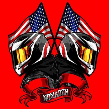 patrón de dos moteros con casco... vector