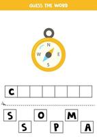 Spelling game for kids. Navigation compass. vector