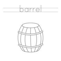 Trace the letters and color barrel. Handwriting practice for kids. vector