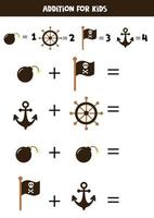 Addition for kids with pirate elements. vector